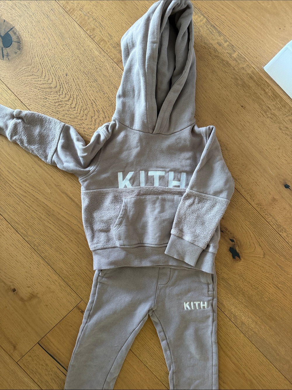 Kith Taupe-Gray Kids Hoodie and Jogger Set